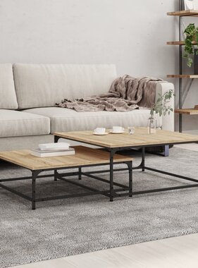 VidaXL 2-delige Tafeltjesset bewerkt hout sonoma eikenkleurig