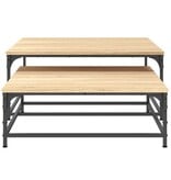 VidaXL 2-delige Tafeltjesset bewerkt hout sonoma eikenkleurig