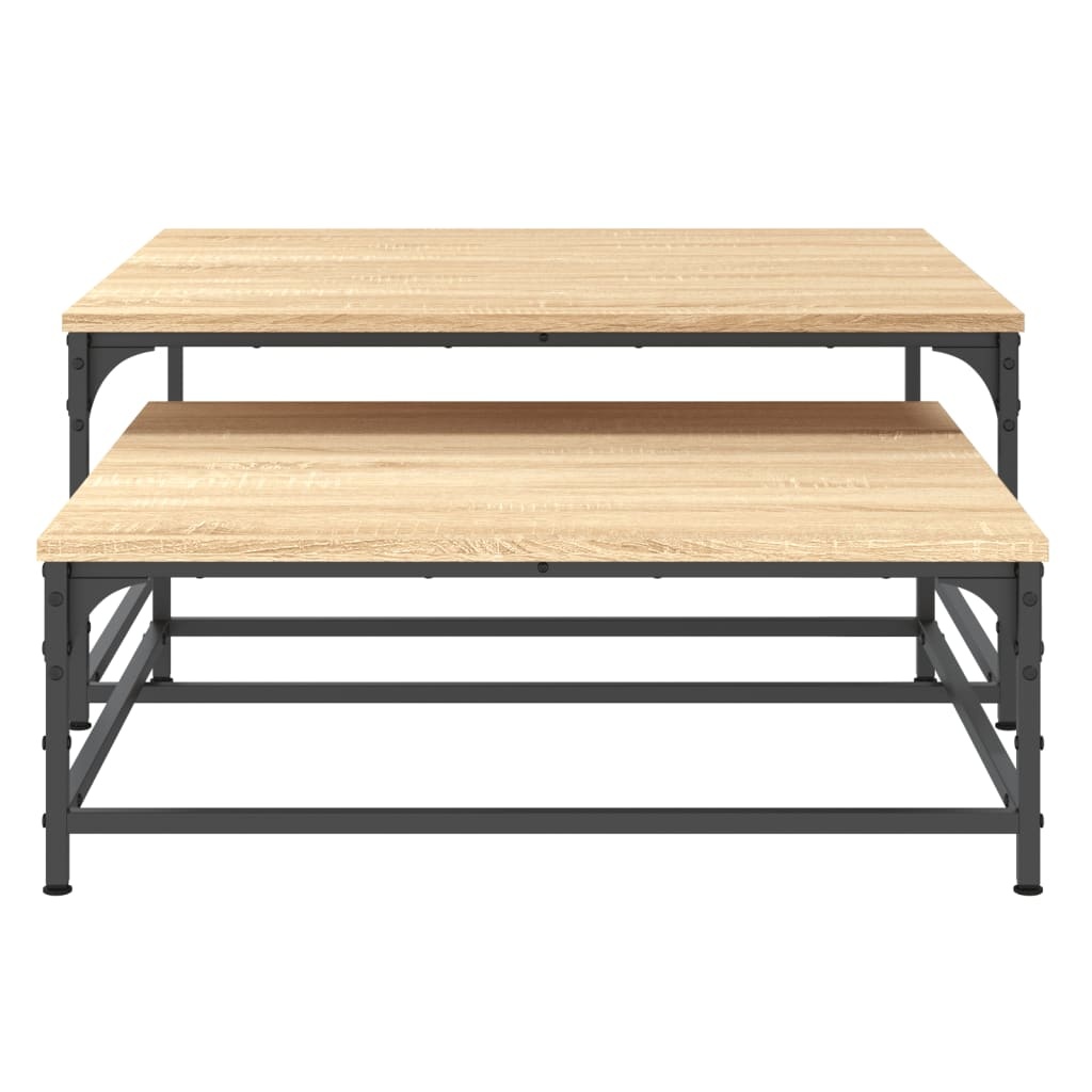 VidaXL 2-delige Tafeltjesset bewerkt hout sonoma eikenkleurig