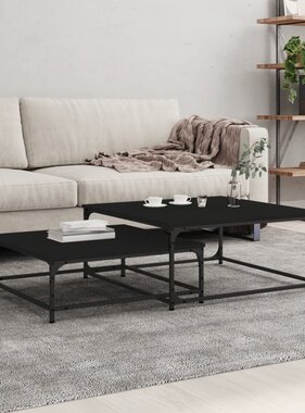 VidaXL 2-delige Tafeltjesset bewerkt hout zwart