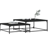 VidaXL 2-delige Tafeltjesset bewerkt hout zwart