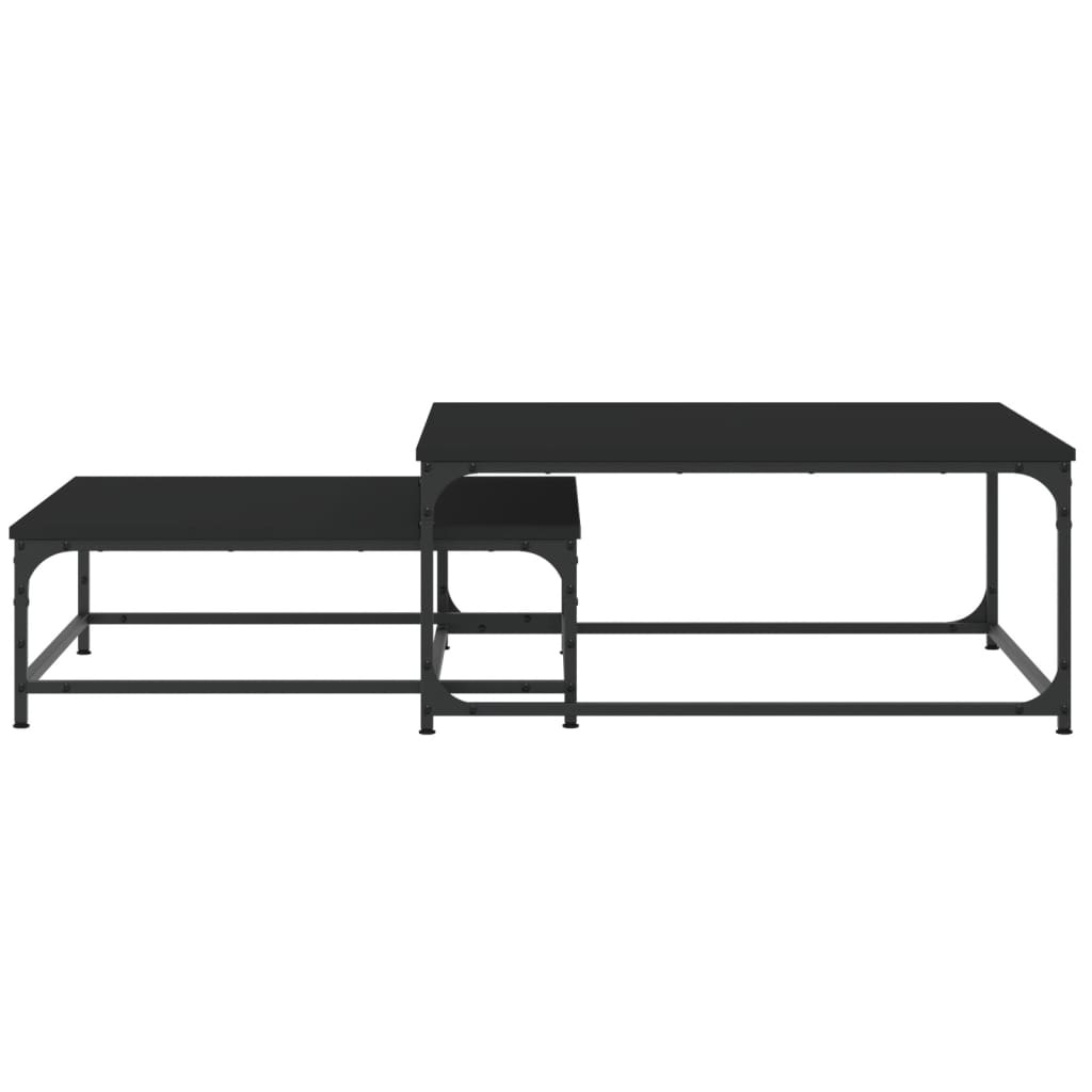 VidaXL 2-delige Tafeltjesset bewerkt hout zwart