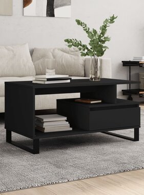 VidaXL Salontafel 90x49x45 cm bewerkt hout zwart