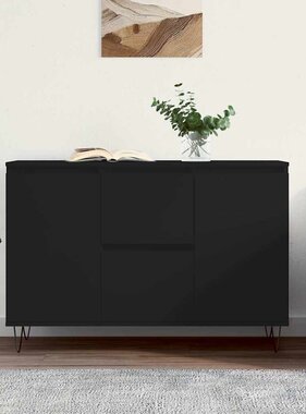 VidaXL Dressoir 101,5x35x70 cm bewerkt hout zwart