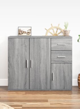 VidaXL Dressoir 91x29,5x75 cm bewerkt hout grijs sonoma eikenkleurig