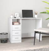 VidaXL Bureau met lades 102x50x76 cm bewerkt hout hoogglans wit