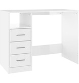 VidaXL Bureau met lades 102x50x76 cm bewerkt hout hoogglans wit