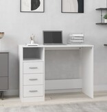 VidaXL Bureau met lades 102x50x76 cm bewerkt hout wit
