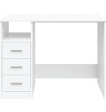 VidaXL Bureau met lades 102x50x76 cm bewerkt hout wit