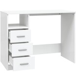 VidaXL Bureau met lades 102x50x76 cm bewerkt hout wit