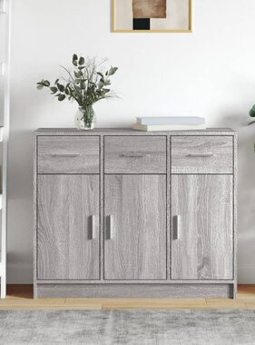 VidaXL Dressoir 91x28x75 cm bewerkt hout grijs sonoma eikenkleurig