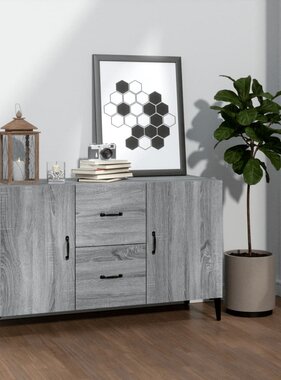 VidaXL Dressoir 100x36x60 cm bewerkt hout grijs sonoma eikenkleurig