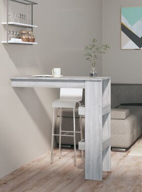 VidaXL Bartafel wandgemonteerd 102x45x103,5 cm bewerkt hout grijs