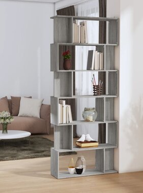VidaXL Boekenkast/kamerscherm 80x24x192 cm bewerkt hout grijs sonoma