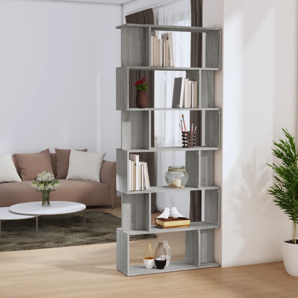 VidaXL Boekenkast/kamerscherm 80x24x192 cm bewerkt hout grijs sonoma