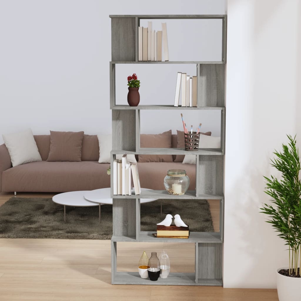VidaXL Boekenkast/kamerscherm 80x24x192 cm bewerkt hout grijs sonoma