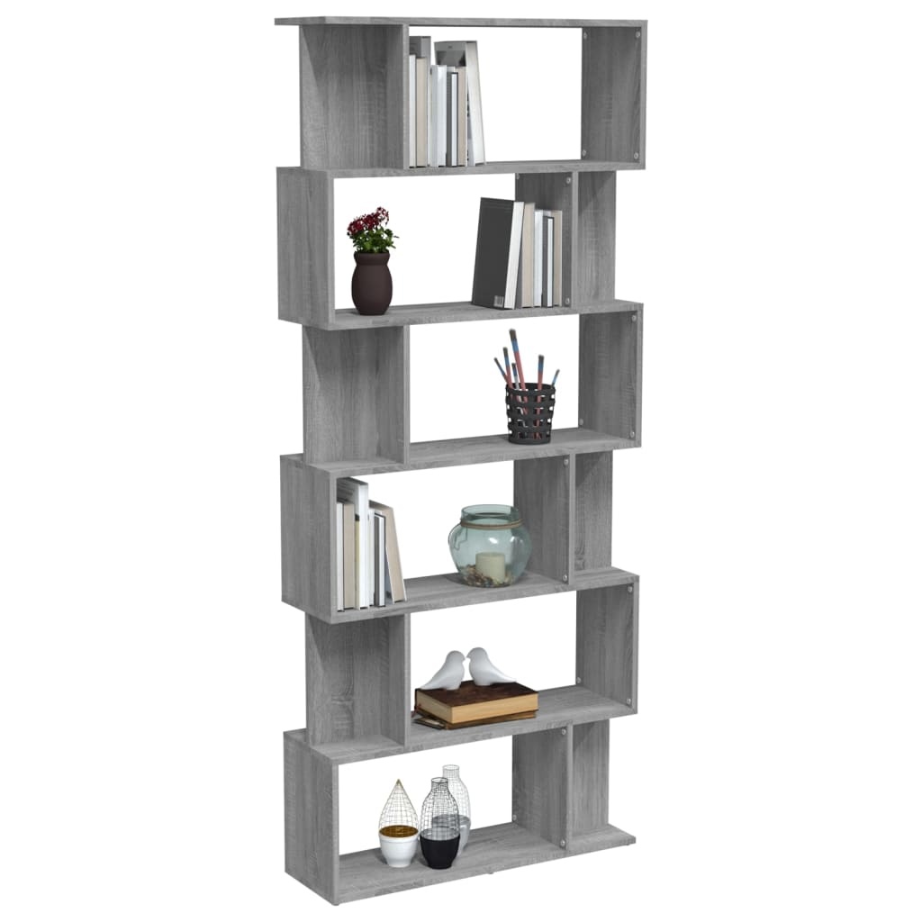 VidaXL Boekenkast/kamerscherm 80x24x192 cm bewerkt hout grijs sonoma