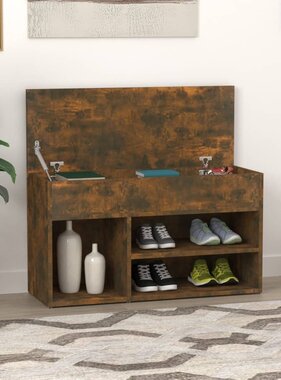 VidaXL Schoenenbankje 80x30x45 cm bewerkt hout gerookt eikenkleurig
