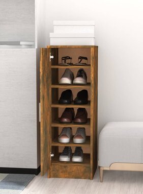 VidaXL Schoenenkast 32x35x92 cm bewerkt hout gerookt eikenkleurig