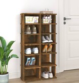 VidaXL Schoenenrekken 2 st 27,5x27x102 cm bewerkt hout gerookt eiken