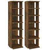 VidaXL Schoenenrekken 2 st 27,5x27x102 cm bewerkt hout gerookt eiken