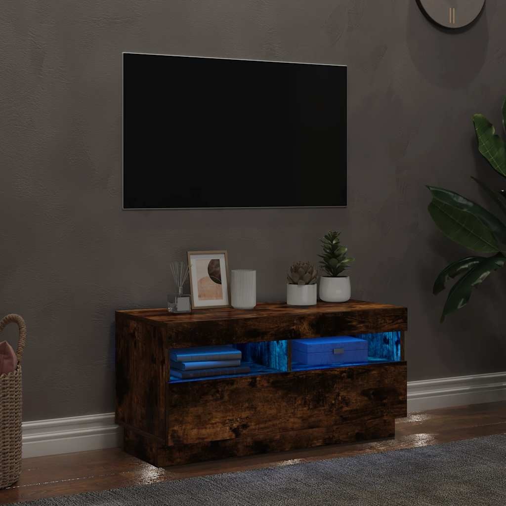 VidaXL Tv-meubel met LED-verlichting 80x35x40 cm gerookt eikenkleurig