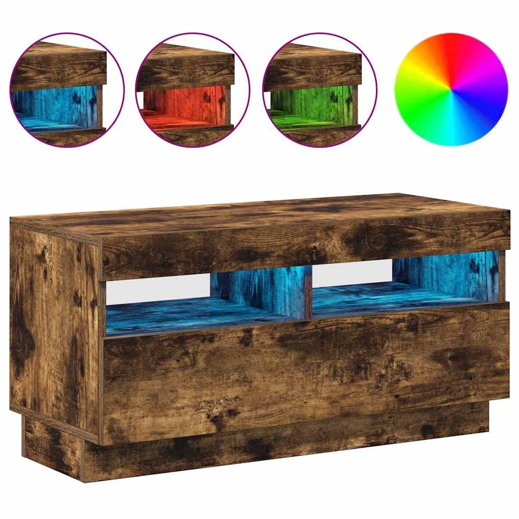 VidaXL Tv-meubel met LED-verlichting 80x35x40 cm gerookt eikenkleurig