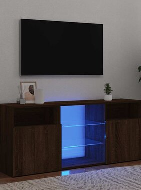 VidaXL Tv-meubel met LED-verlichting 120x30x50 cm bruin eikenkleur