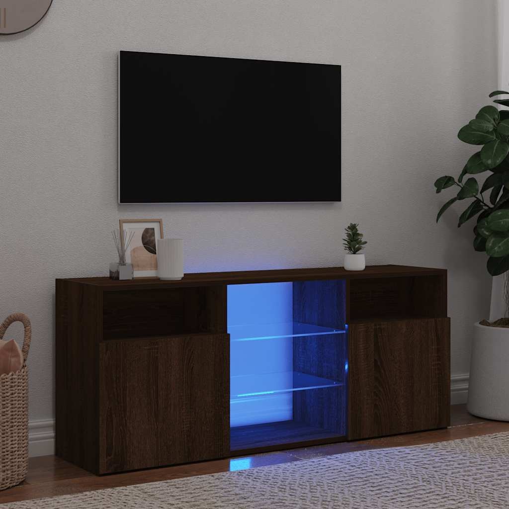 VidaXL Tv-meubel met LED-verlichting 120x30x50 cm bruin eikenkleur