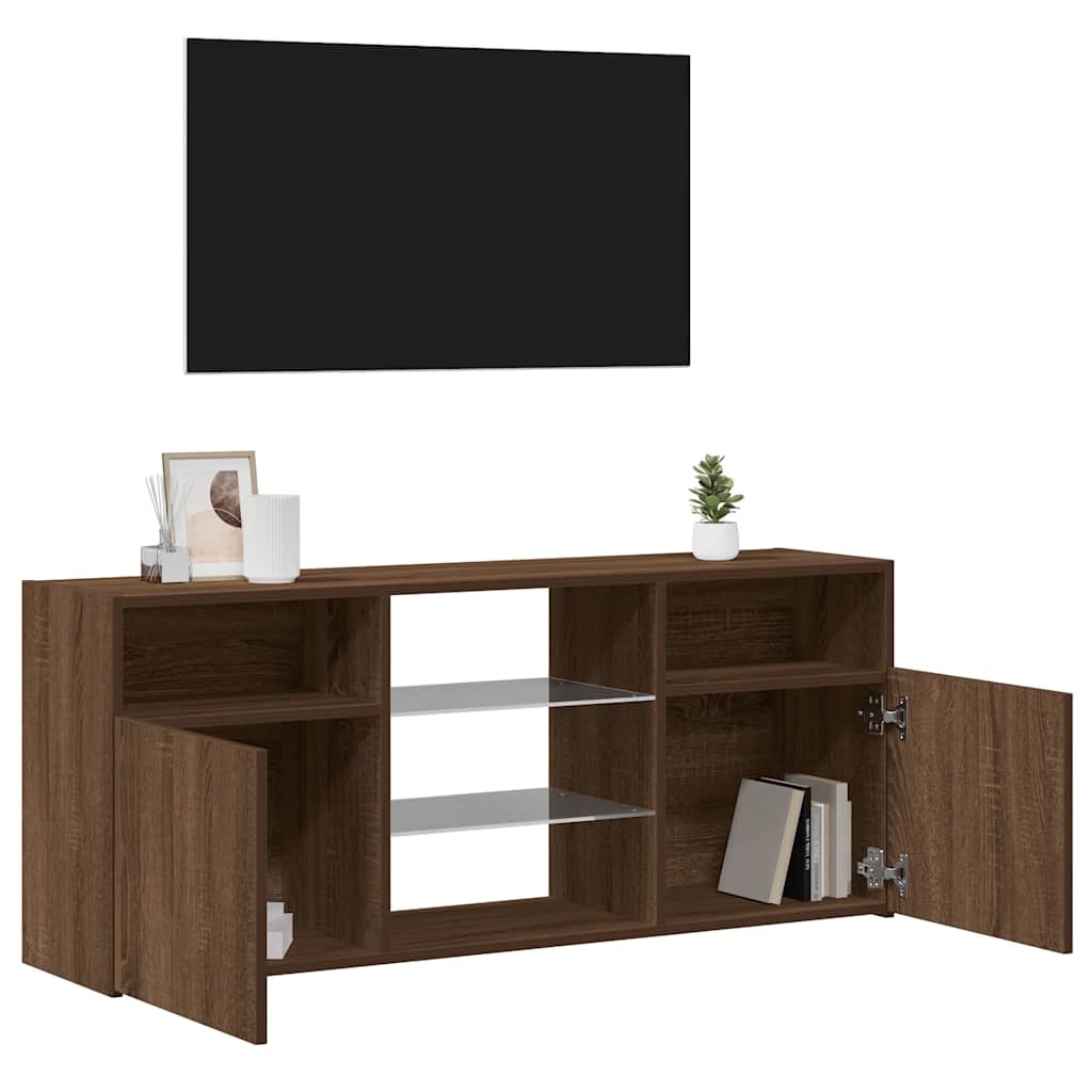 VidaXL Tv-meubel met LED-verlichting 120x30x50 cm bruin eikenkleur