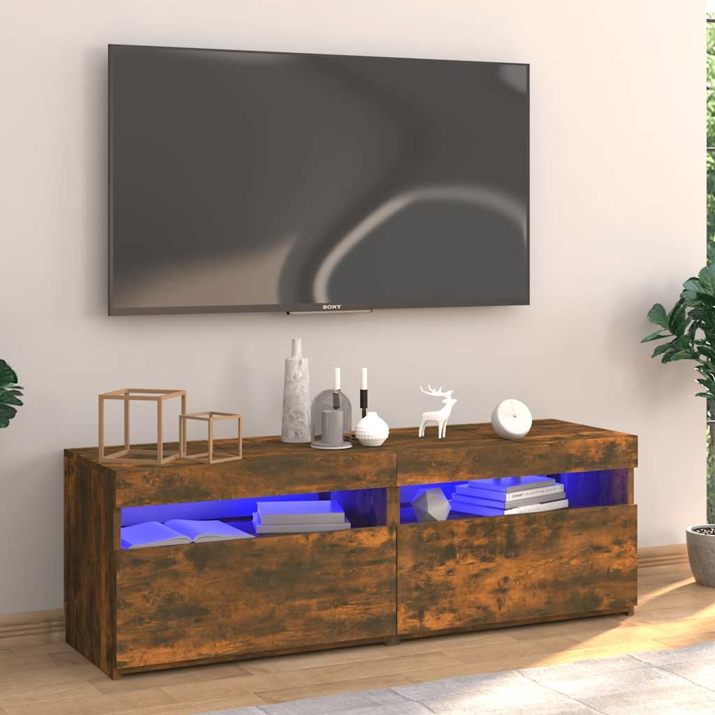 VidaXL Tv-meubel met LED-verlichting 120x35x40 cm gerookt eikenkleurig