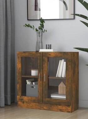 VidaXL Vitrinekast 82,5x30,5x80 cm bewerkt hout gerookt eikenkleurig