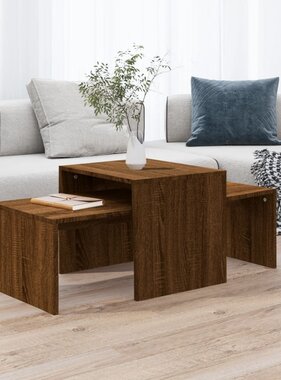 VidaXL Salontafelset 100x48x40 cm bewerkt hout bruin eikenkleur