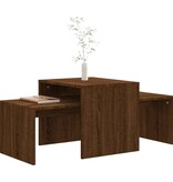 VidaXL Salontafelset 100x48x40 cm bewerkt hout bruin eikenkleur
