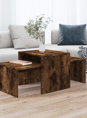 VidaXL Salontafelset 100x48x40 cm bewerkt hout gerookt eikenkleurig