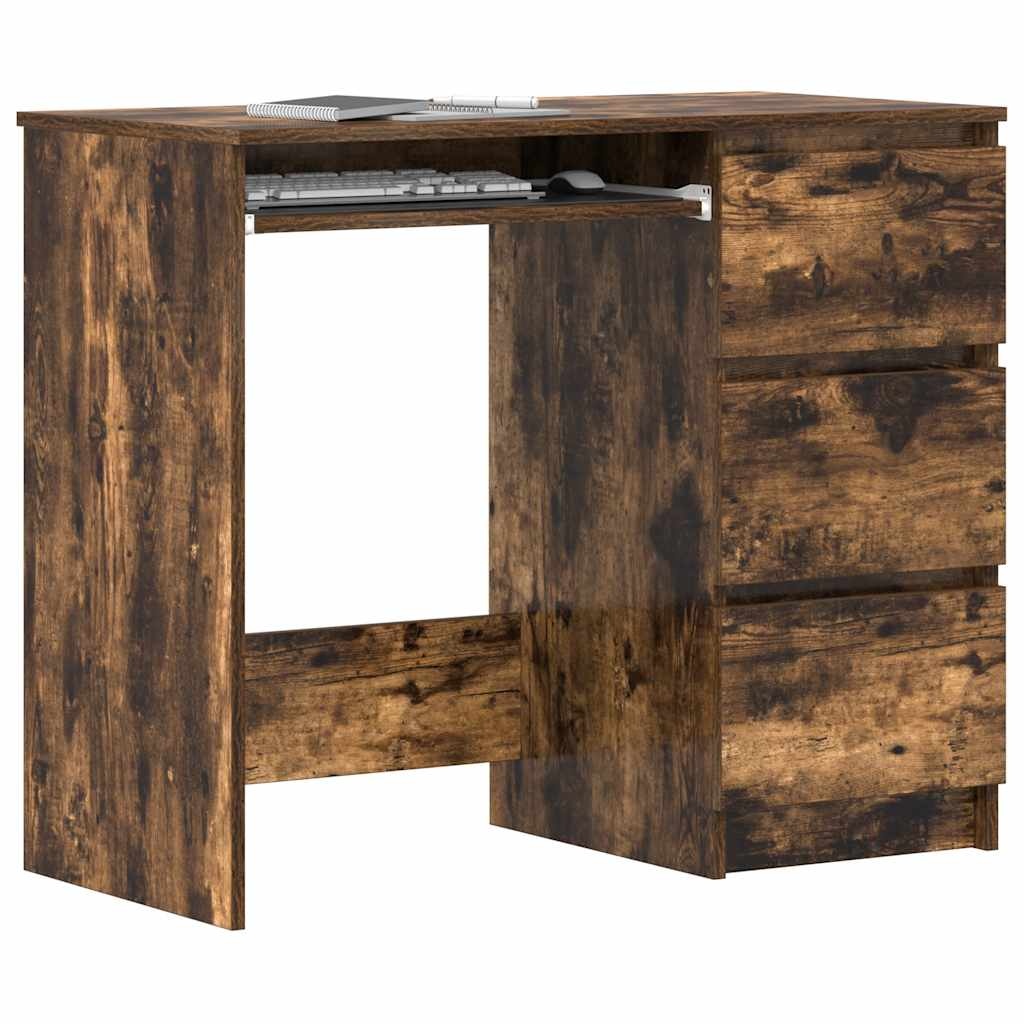 VidaXL Bureau 90x45x76 cm bewerkt hout gerookt eikenkleurig