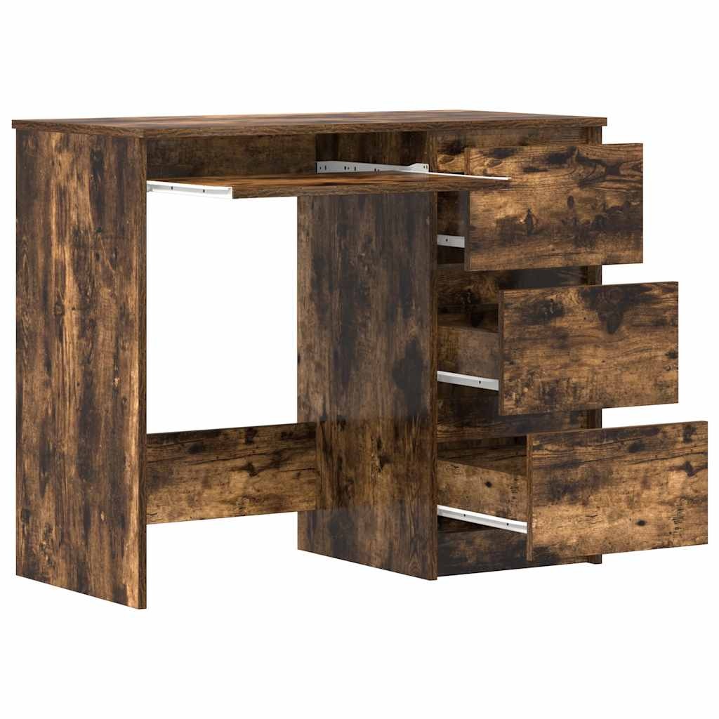 VidaXL Bureau 90x45x76 cm bewerkt hout gerookt eikenkleurig