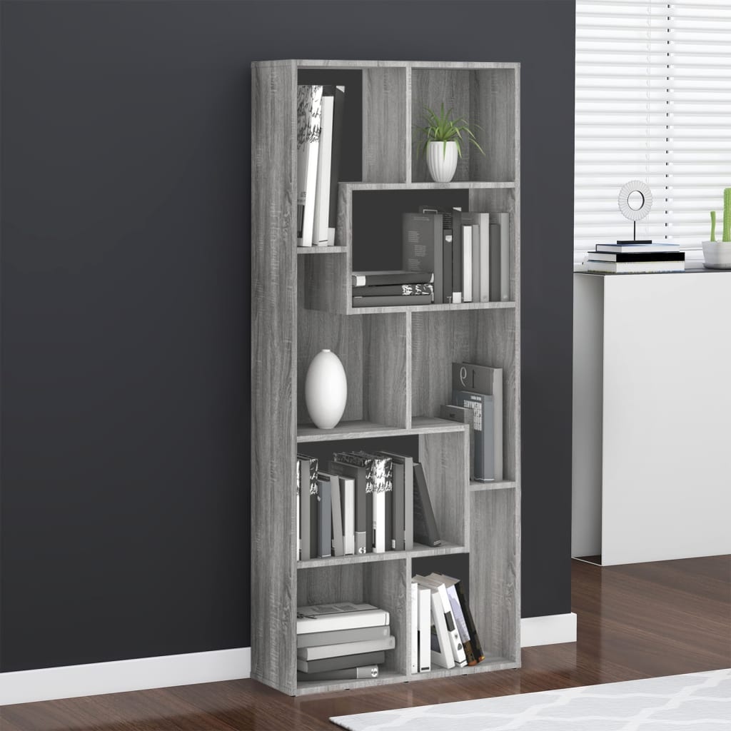 VidaXL Boekenkast 67x24x161 cm bewerkt hout grijs sonoma eikenkleurig