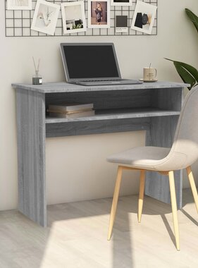 VidaXL Bureau 90x50x74 cm bewerkt hout grijs sonoma eikenkleurig