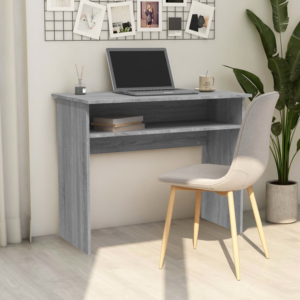 VidaXL Bureau 90x50x74 cm bewerkt hout grijs sonoma eikenkleurig