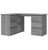 VidaXL Hoekbureau 145x100x76 cm bewerkt hout grijs sonoma eikenkleurig
