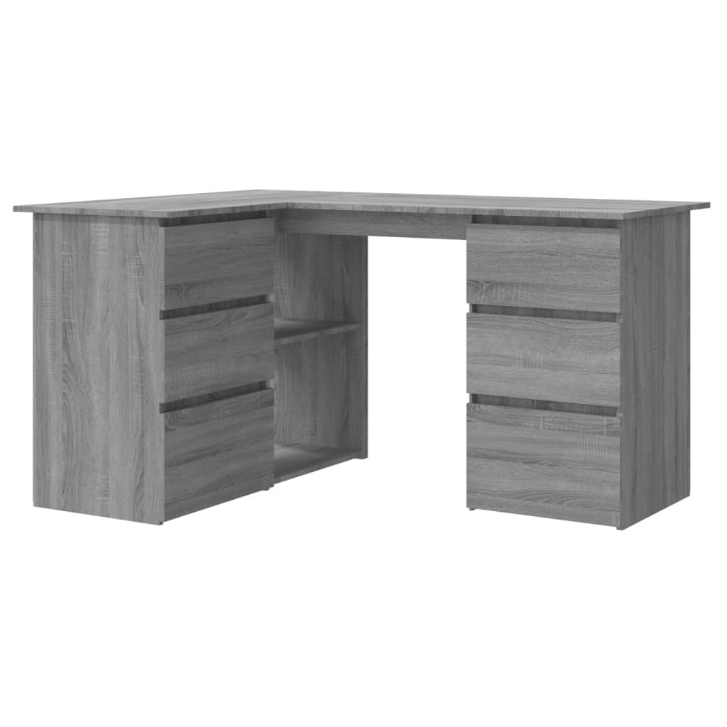 VidaXL Hoekbureau 145x100x76 cm bewerkt hout grijs sonoma eikenkleurig