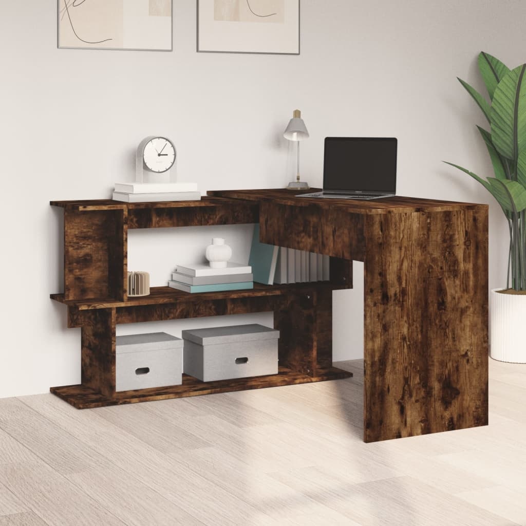 VidaXL Hoekbureau 200x50x76 cm bewerkt hout gerookt eikenkleur