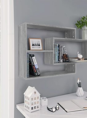 VidaXL Wandschap 104x20x58,5 cm bewerkt hout grijs sonoma eikenkleurig