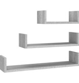 VidaXL Wandschappen 3 st bewerkt hout grijs sonoma eikenkleurig