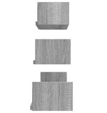 VidaXL Wandschappen 3 st bewerkt hout grijs sonoma eikenkleurig