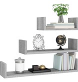 VidaXL Wandschappen 3 st bewerkt hout grijs sonoma eikenkleurig