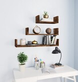 VidaXL Wandschappen 3 st bewerkt hout gerookt eikenkleurig