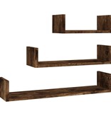 VidaXL Wandschappen 3 st bewerkt hout gerookt eikenkleurig