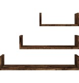 VidaXL Wandschappen 3 st bewerkt hout gerookt eikenkleurig